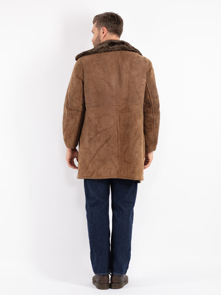 Vintage 70's Men Sheepskin Coat in Brown