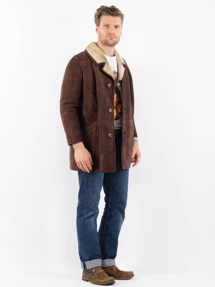 Vintage 70's Men Sheepskin Coat in BrownZ1512