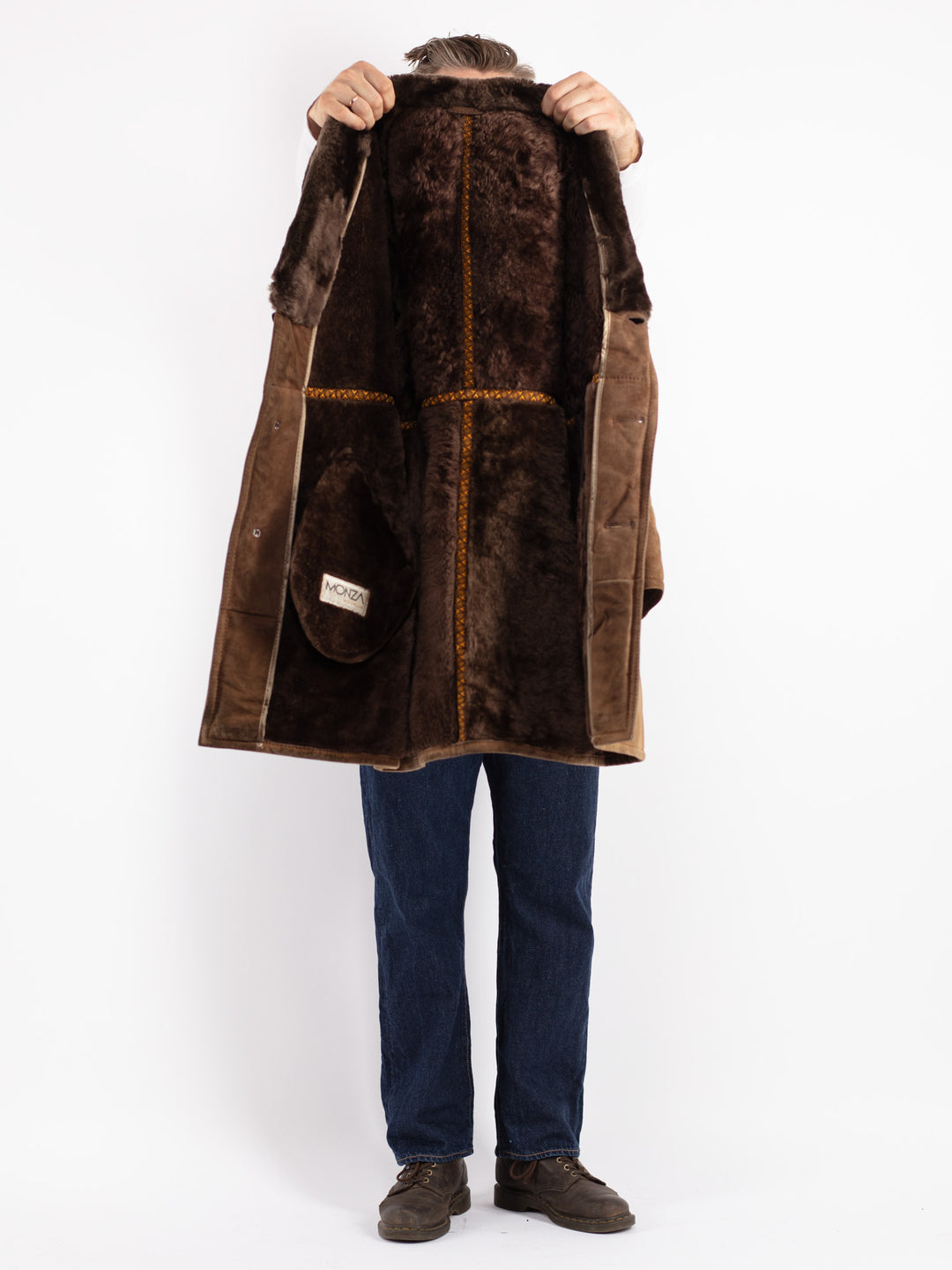 Vintage 70's Men Sheepskin Coat in Brown