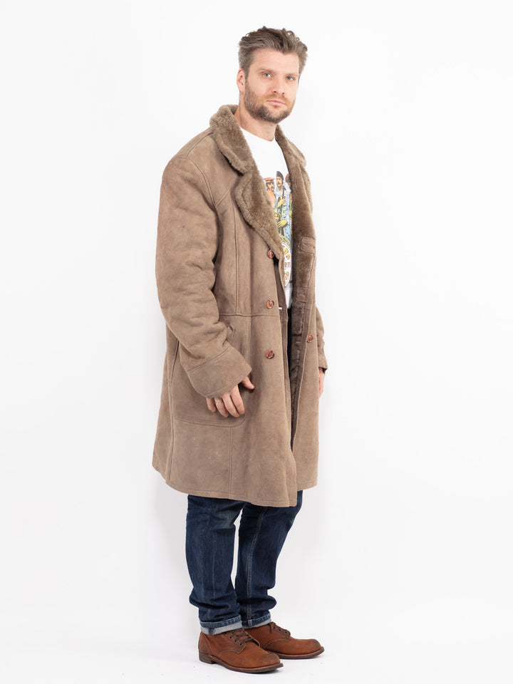 Vintage 70's Men Sheepskin Coat in BeigeZ2651