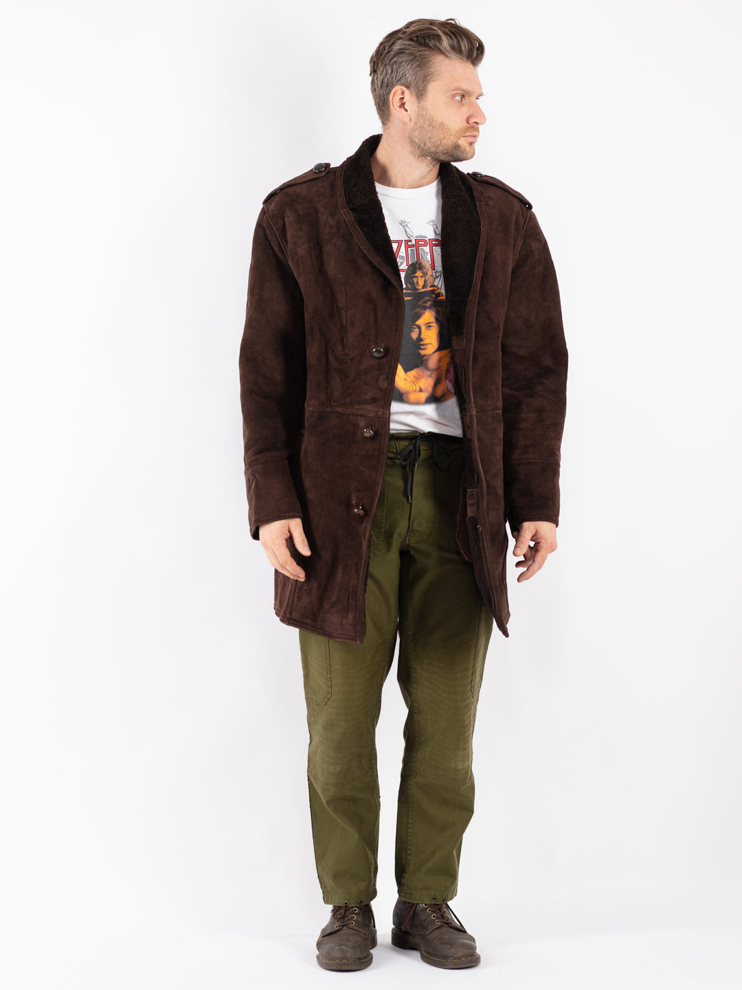 Vintage Men Sheepskin Coat in