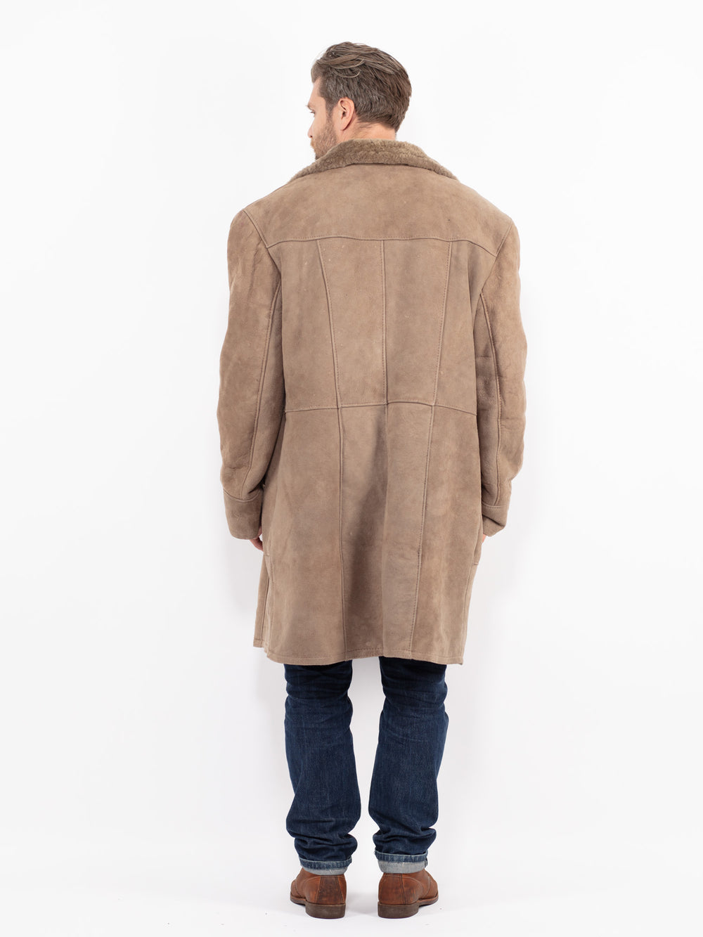 Vintage 70's Men Sheepskin Coat in BeigeZ2651