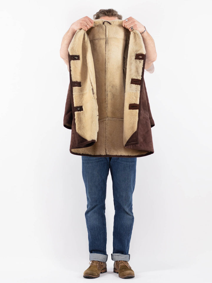 Vintage 70's Men Sheepskin Coat in BrownZ1512