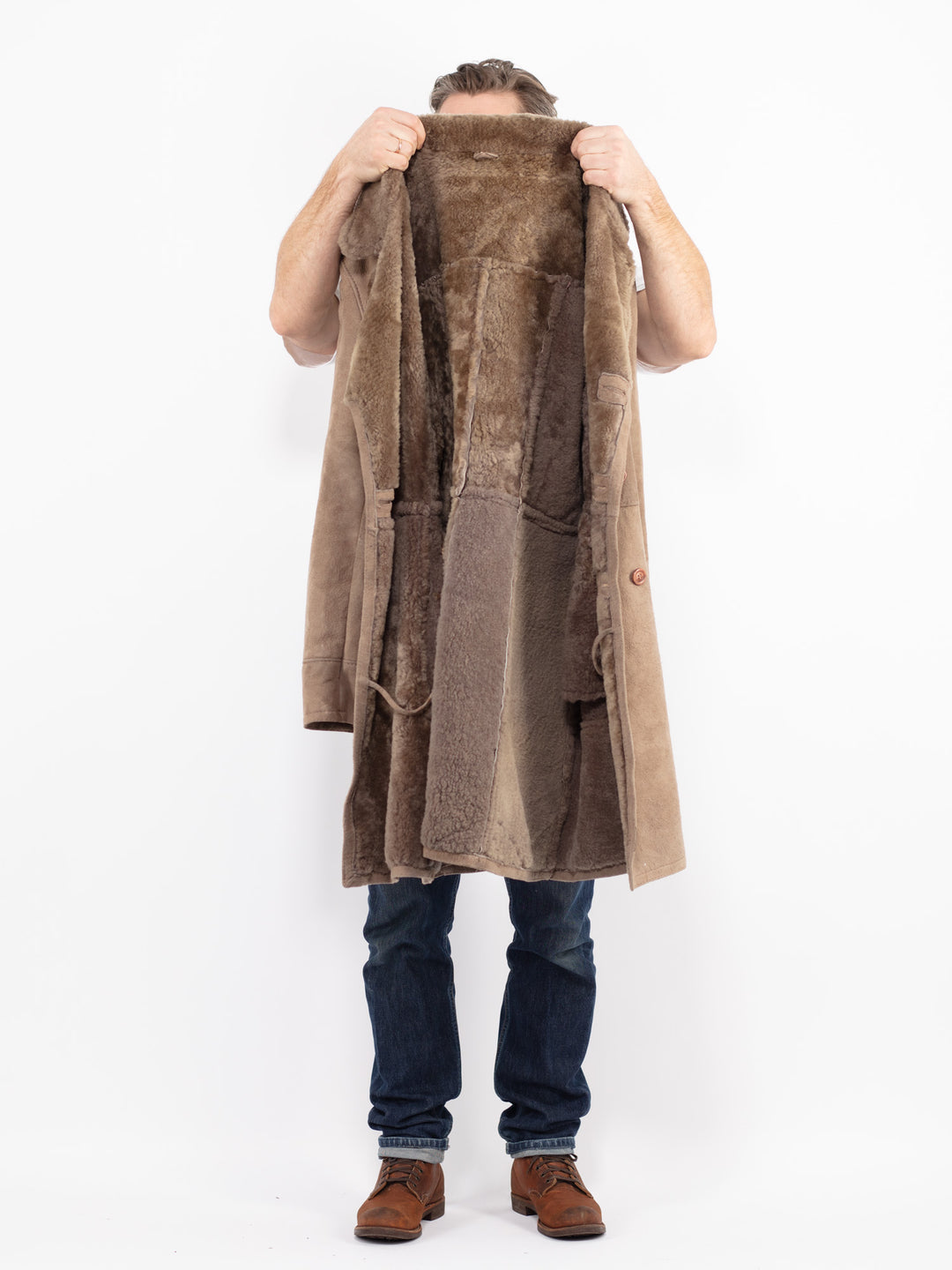 Vintage 70's Men Sheepskin Coat in BeigeZ2651