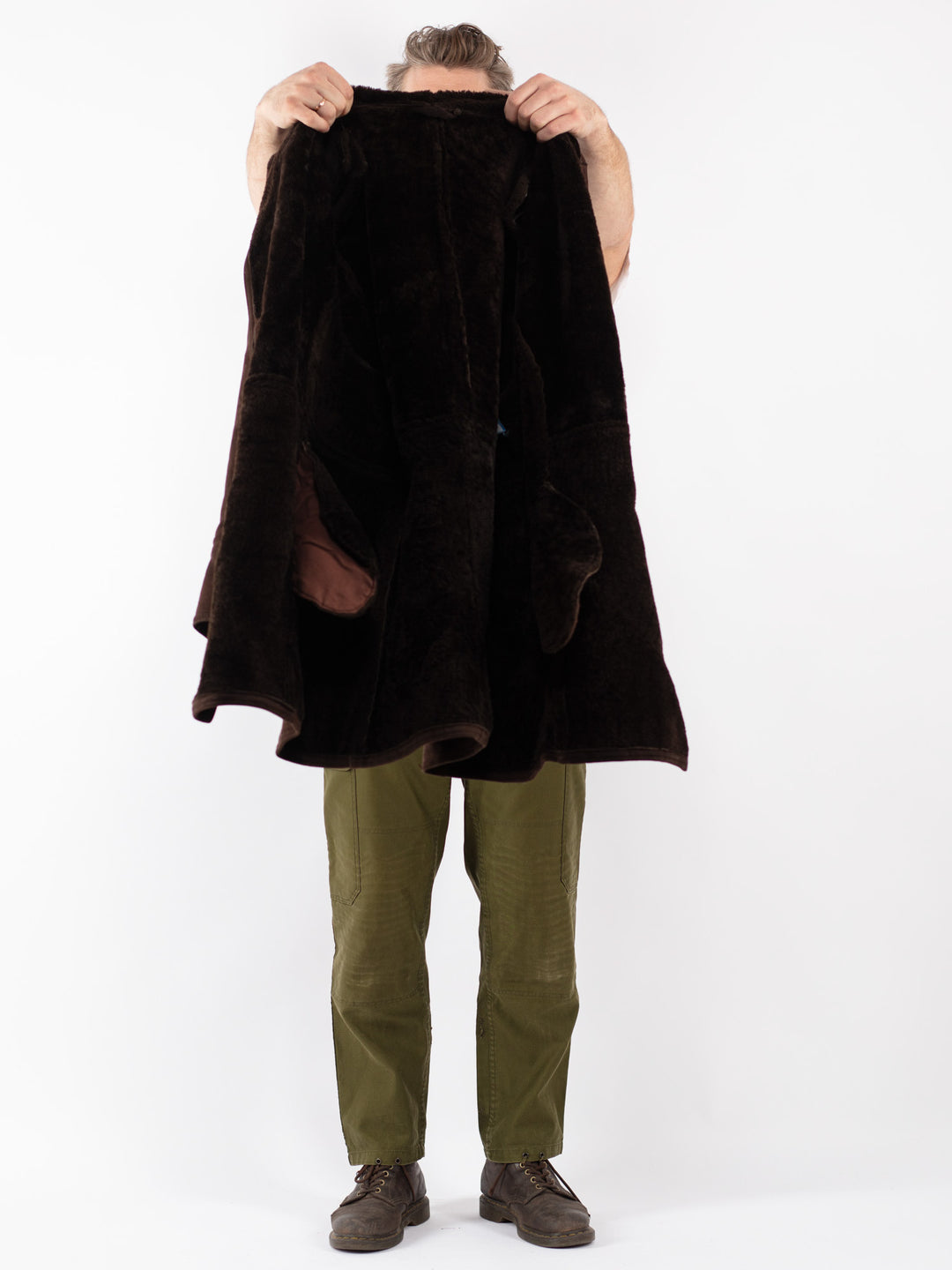 Vintage Men Sheepskin Coat in