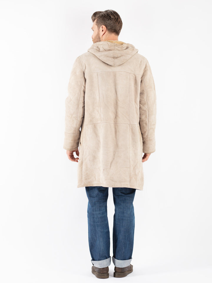 Vintage 70's Men Sheepskin Coat in Beige