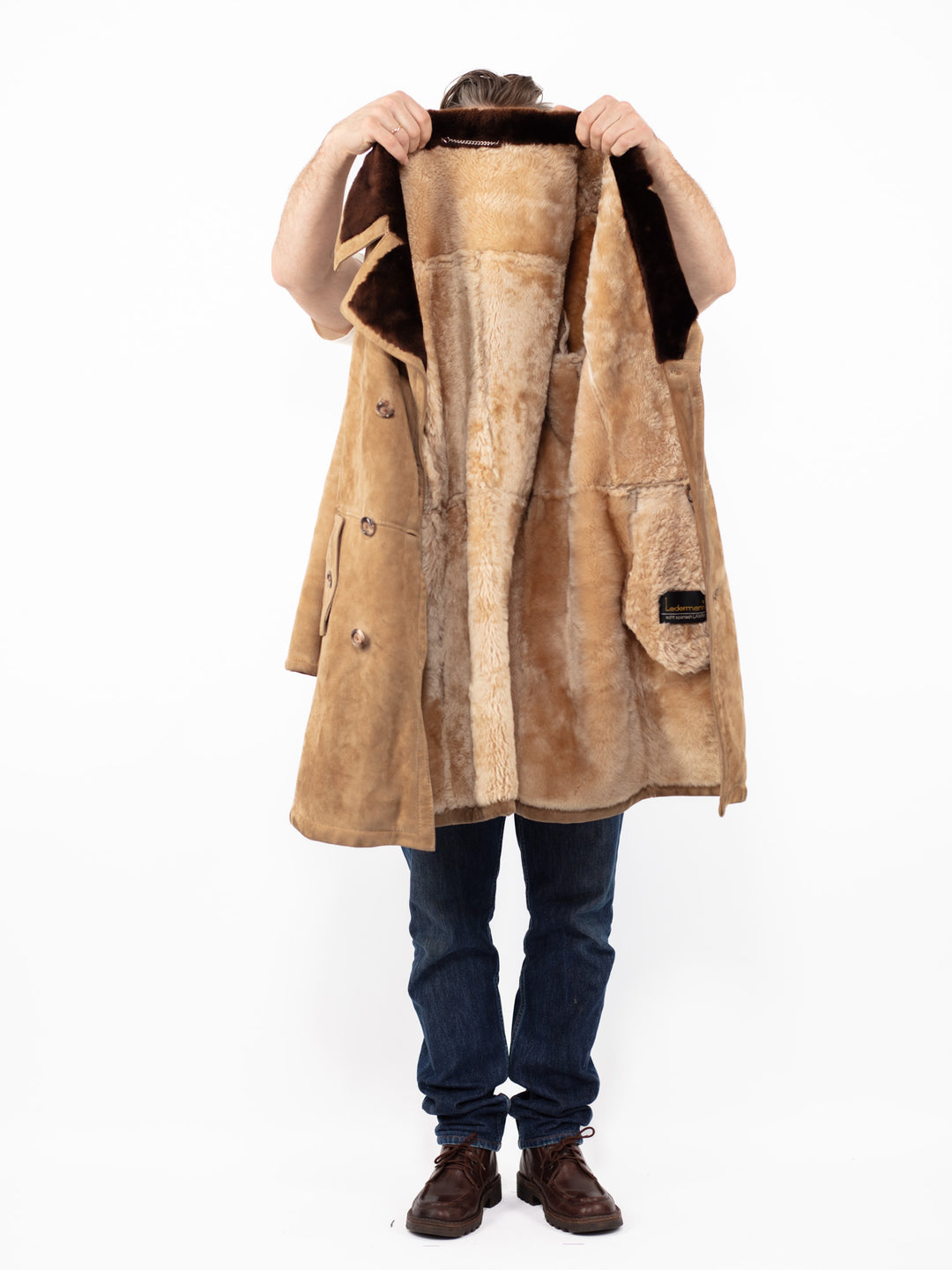 Vintage 70's Men Sheepskin Coat in BeigeZ2547