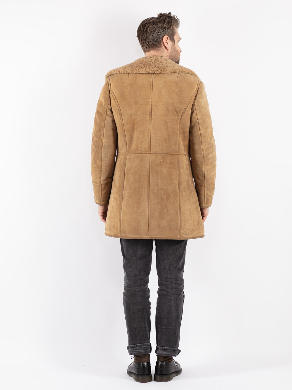 Vintage 70's Men Sheepskin Coat in Beige