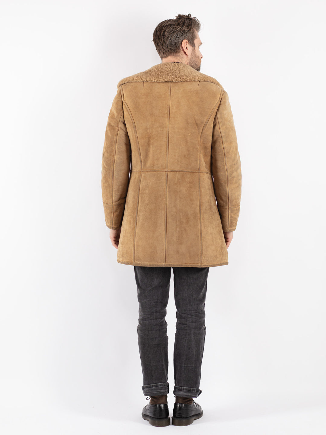 Vintage 70's Men Sheepskin Coat in Beige
