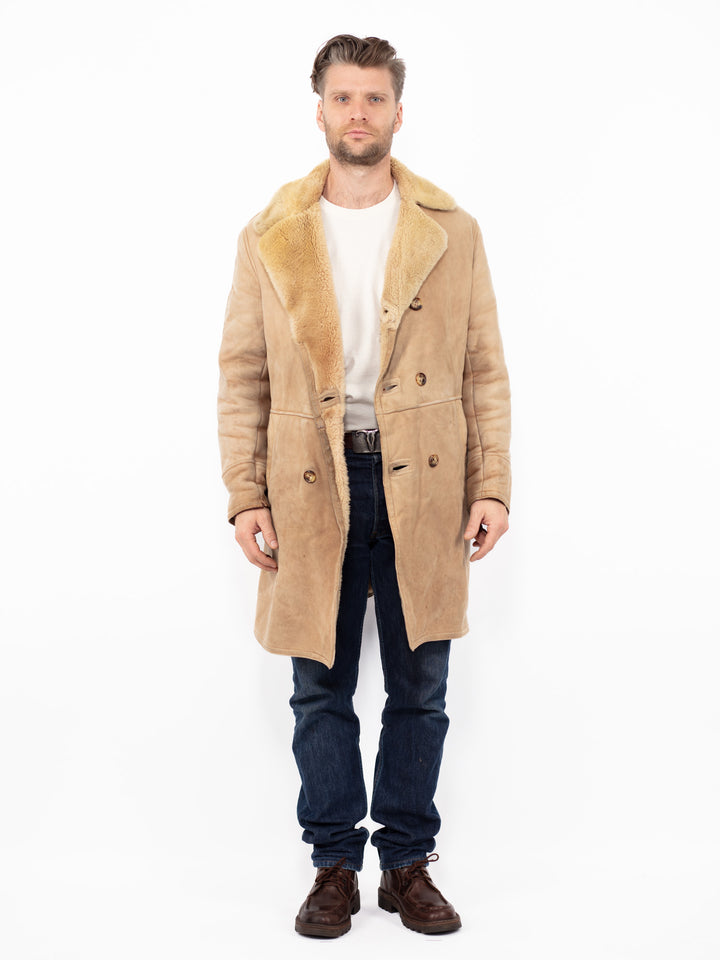 Vintage 70's Men Sheepskin Coat in BeigeZ2548