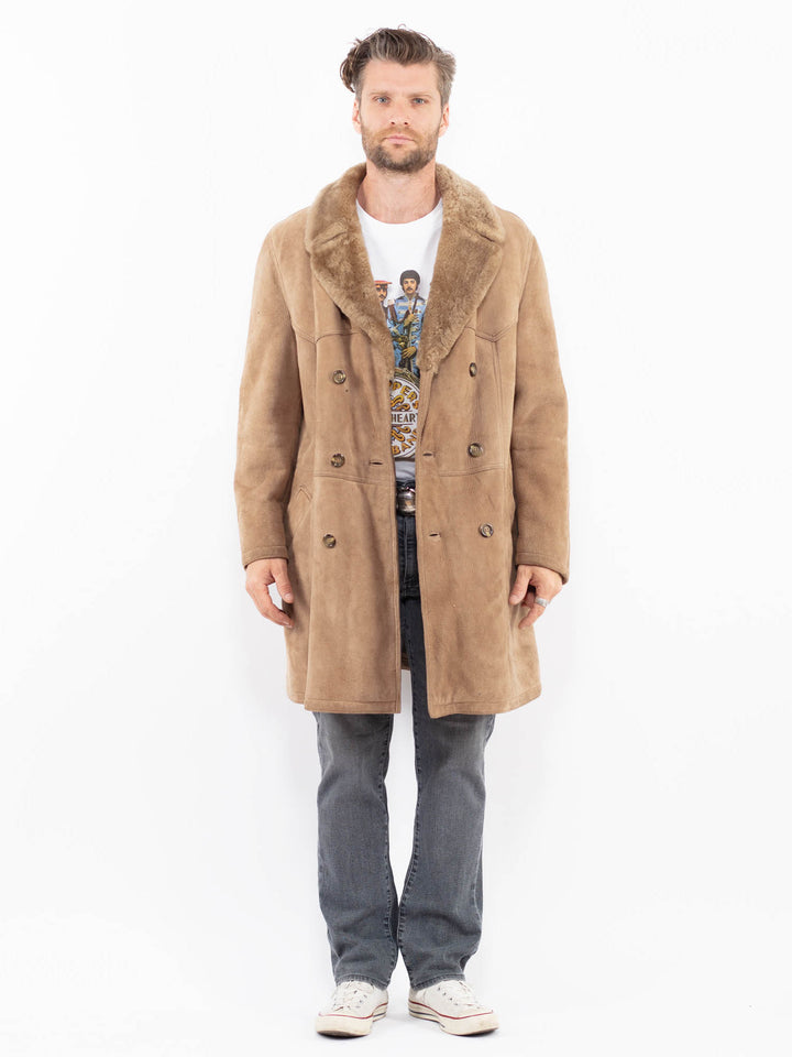 Vintage 70's Men Sheepskin Coat in BeigeZ1923
