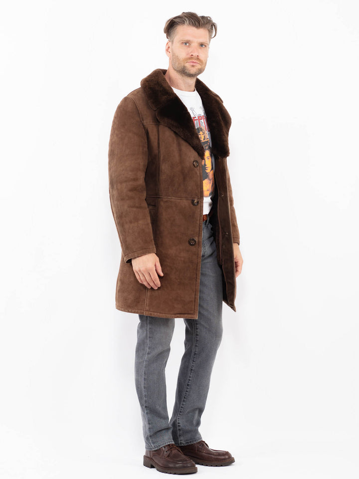 Vintage 70's Men Sheepskin Coat in BrownZ2047