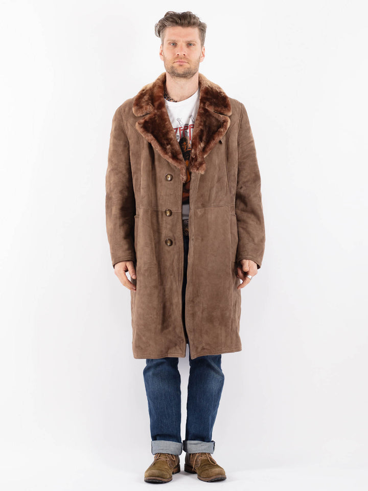 Vintage 70's Men Sheepskin Coat in BeigeZ1514