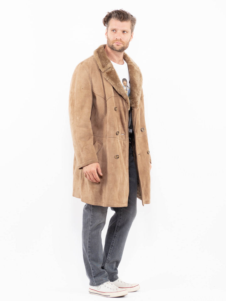 Vintage 70's Men Sheepskin Coat in BeigeZ1923