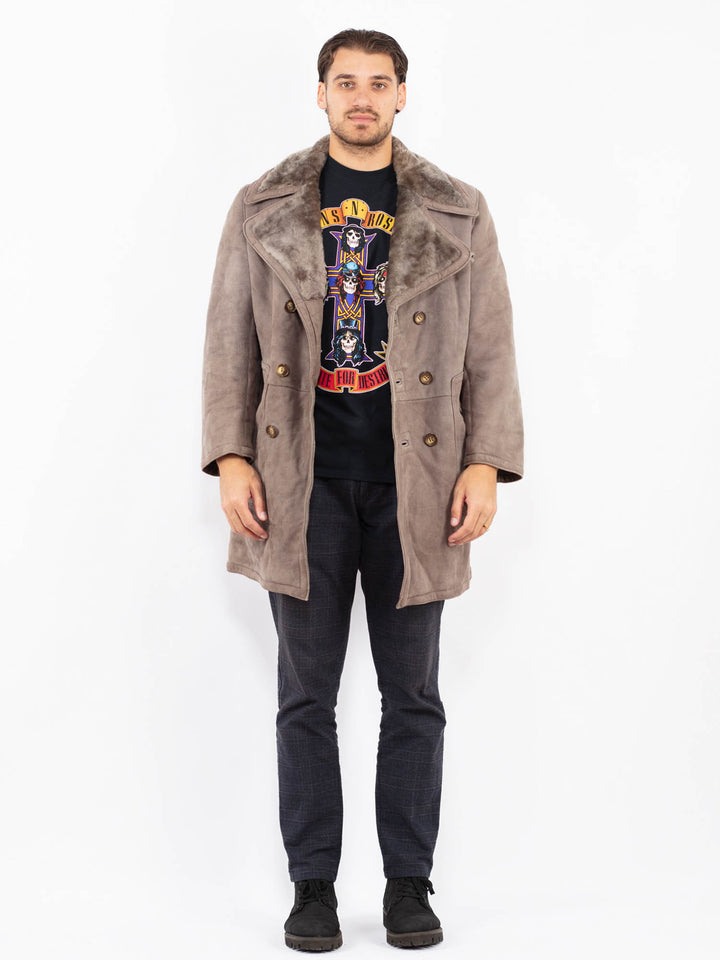 Vintage 70's Men Sheepskin Coat in GrayZ2364