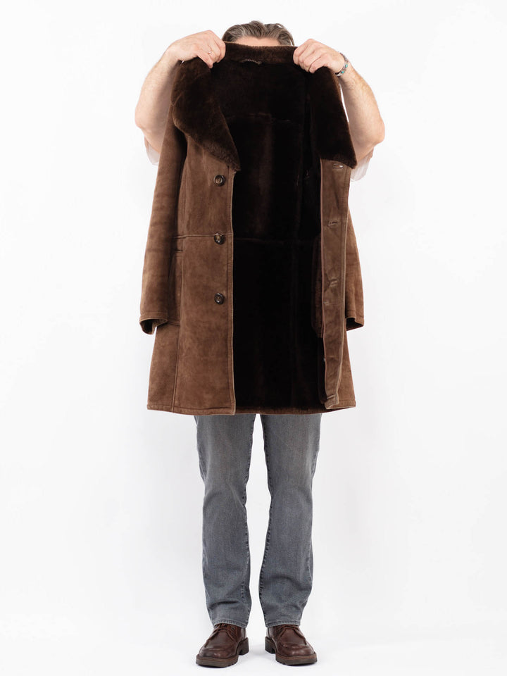 Vintage 70's Men Sheepskin Coat in BrownZ2047