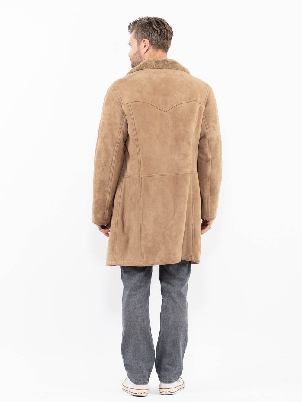 Vintage 70's Men Sheepskin Coat in BeigeZ1923