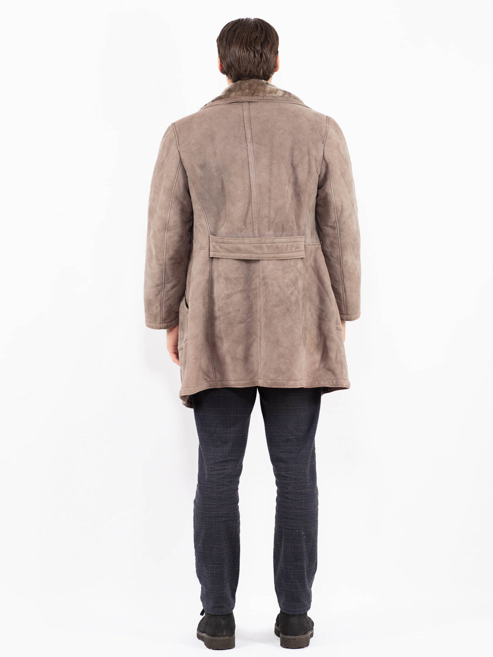 Vintage 70's Men Sheepskin Coat in GrayZ2364