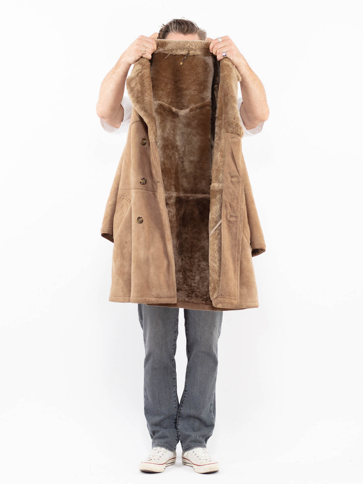 Vintage 70's Men Sheepskin Coat in BeigeZ1923