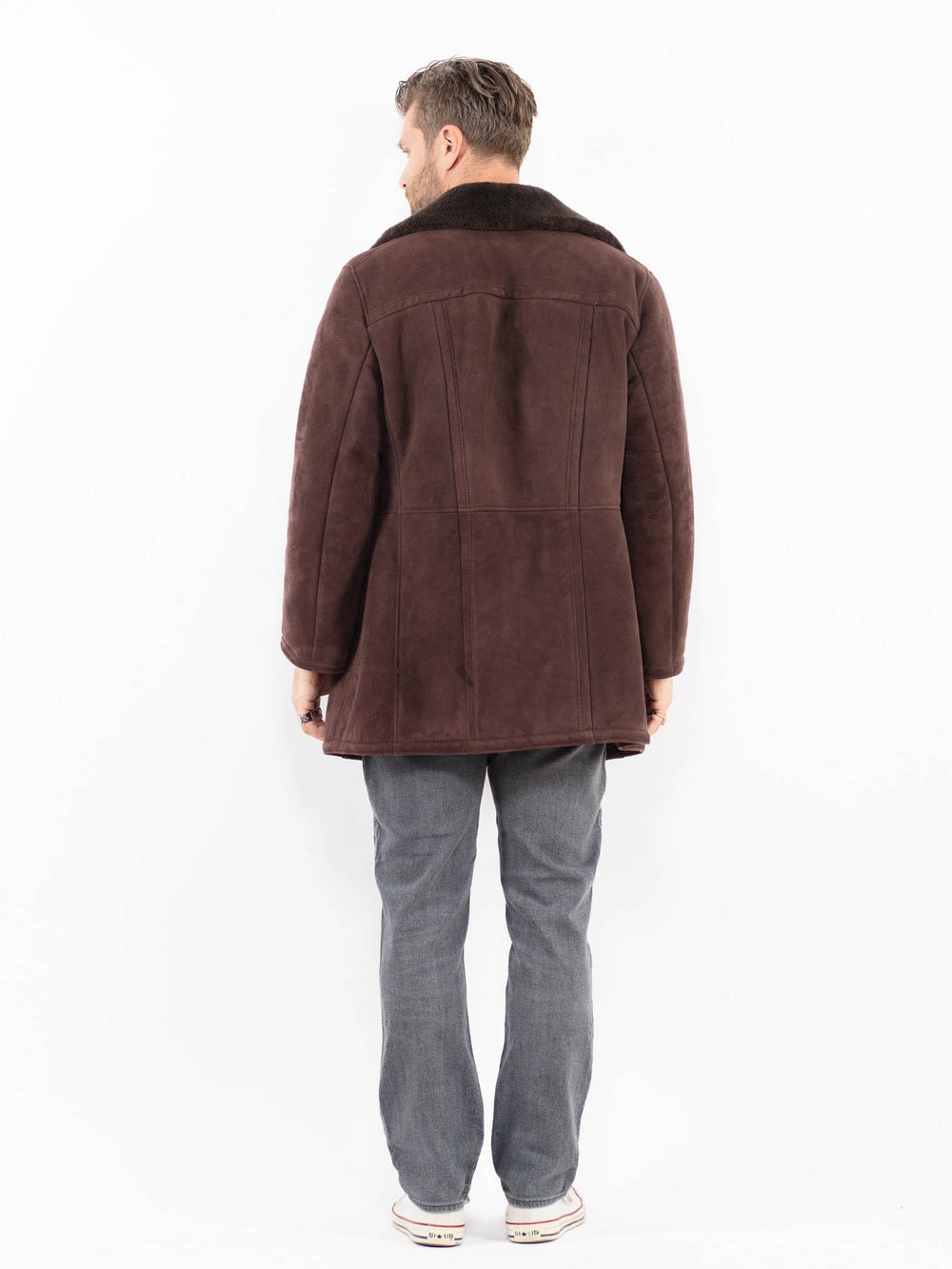 Vintage 70's Men Sheepskin Coat in BrownZ1924