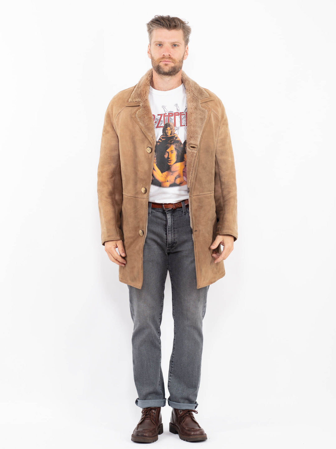 Vintage 70's Men Sheepskin Coat in BeigeZ2274