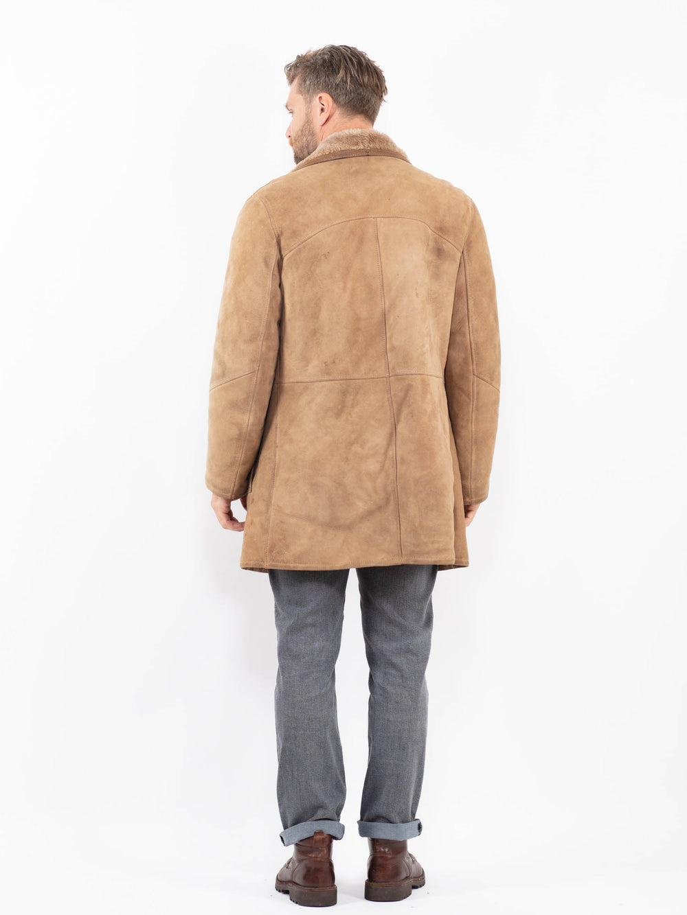 Vintage 70's Men Sheepskin Coat in BeigeZ2274