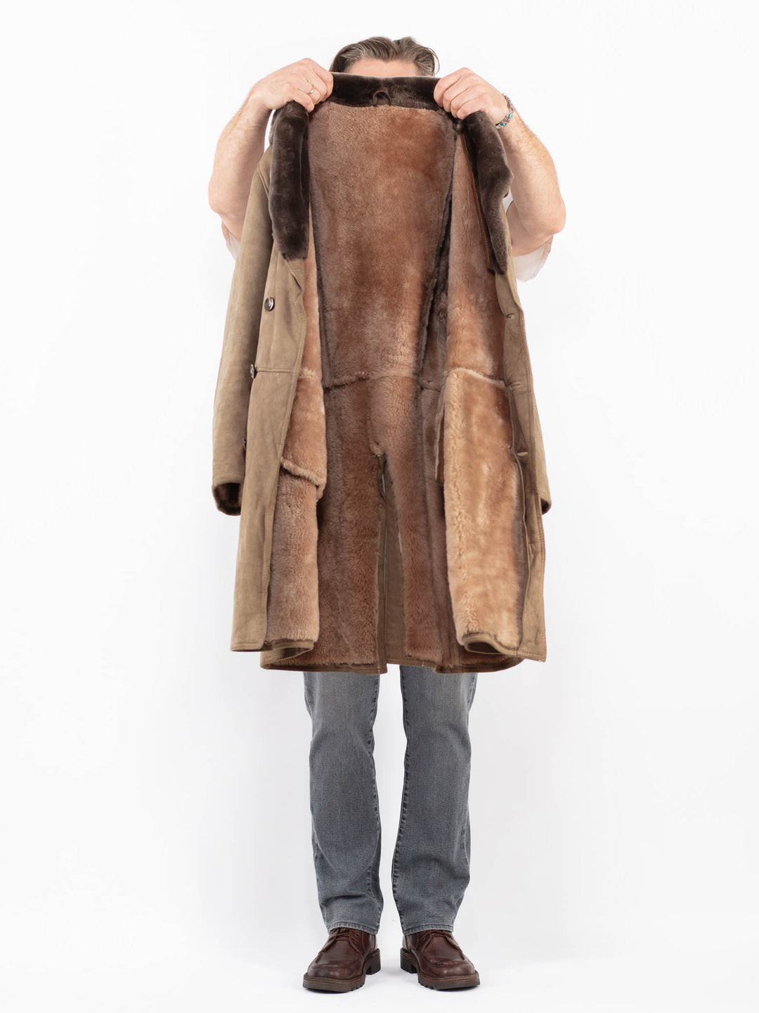 Vintage 70's Men Sheepskin Coat in BeigeZ2049