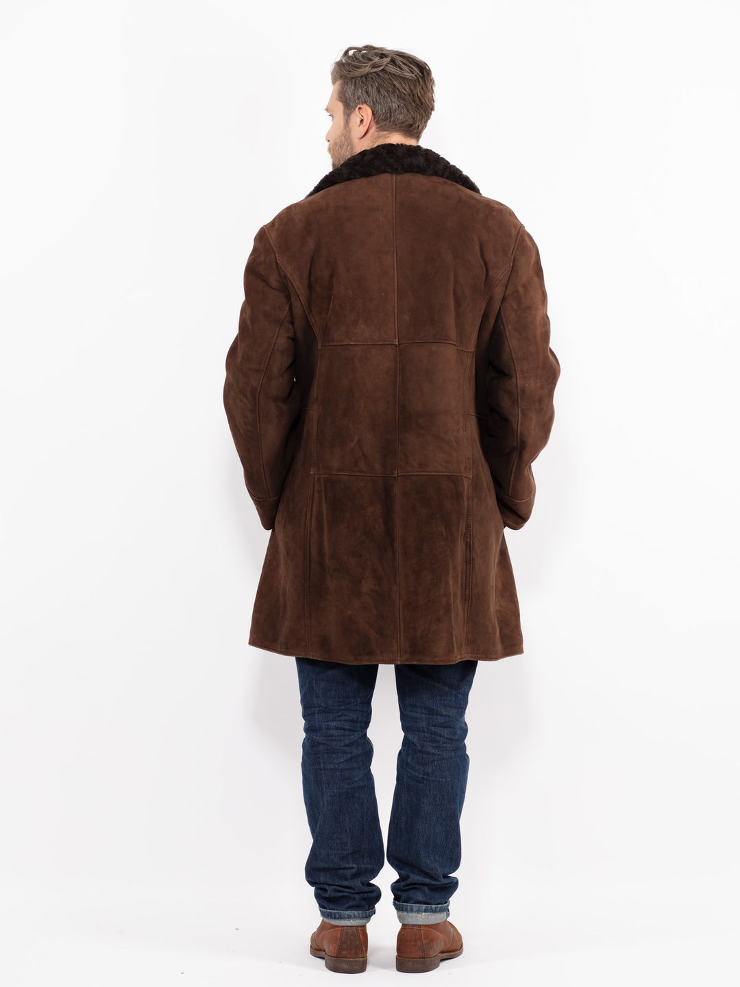 Vintage 70's Men Sheepskin Coat in BrownZ2657