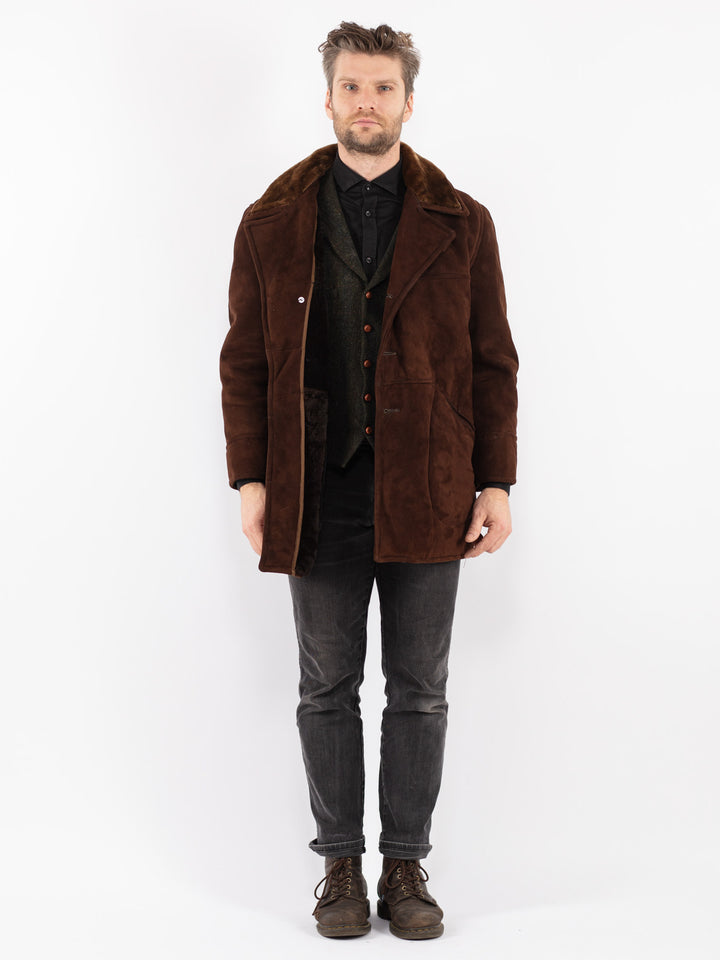 Vintage 70's Men Sheepskin Coat in Brown