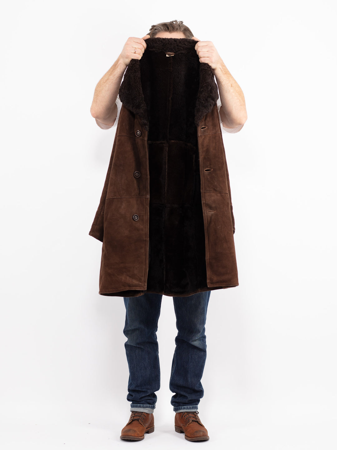 Vintage 70's Men Sheepskin Coat in BrownZ2657