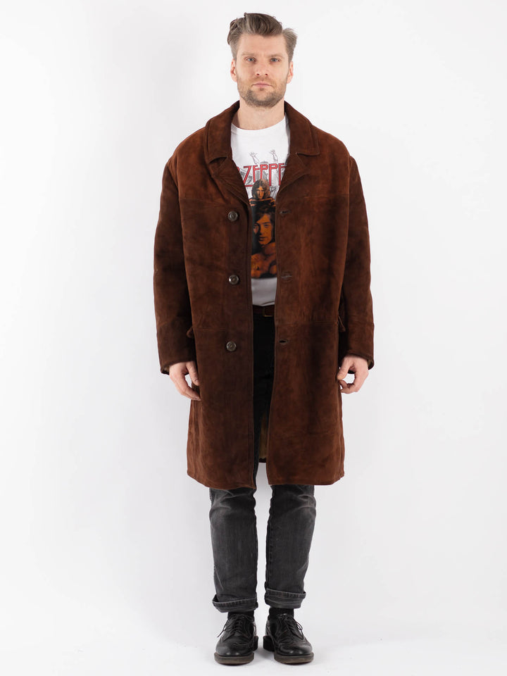 Vintage 70's Men Sheepskin Coat in Brown