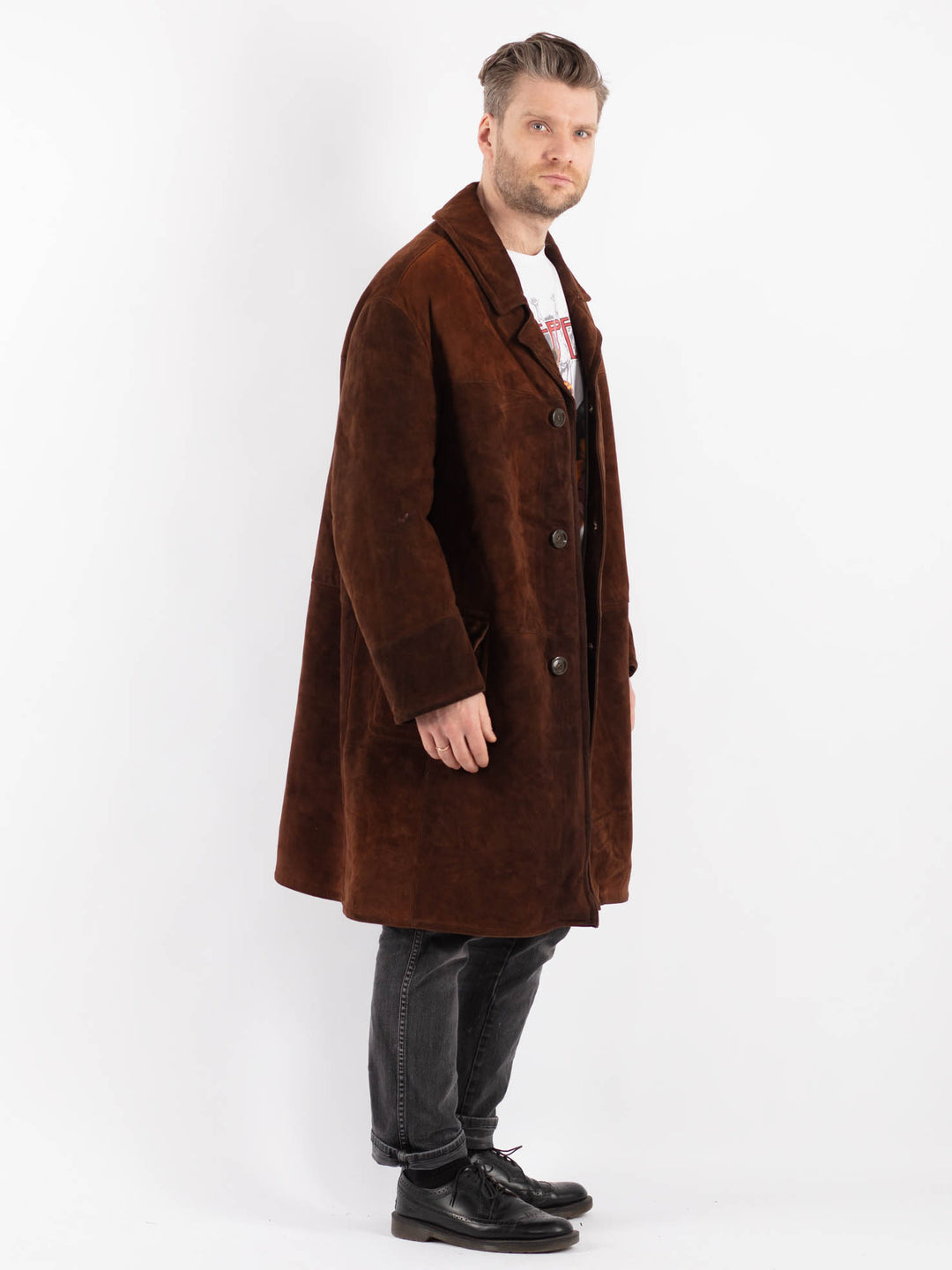 Vintage 70's Men Sheepskin Coat in Brown