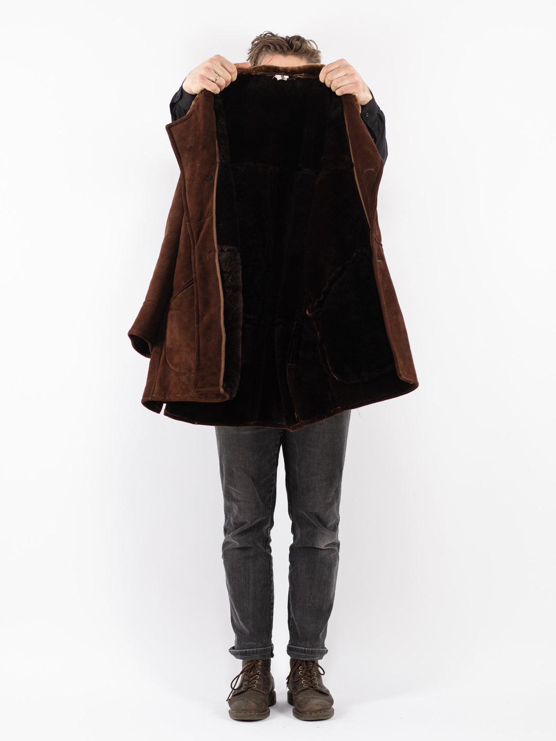 Vintage 70's Men Sheepskin Coat in Brown