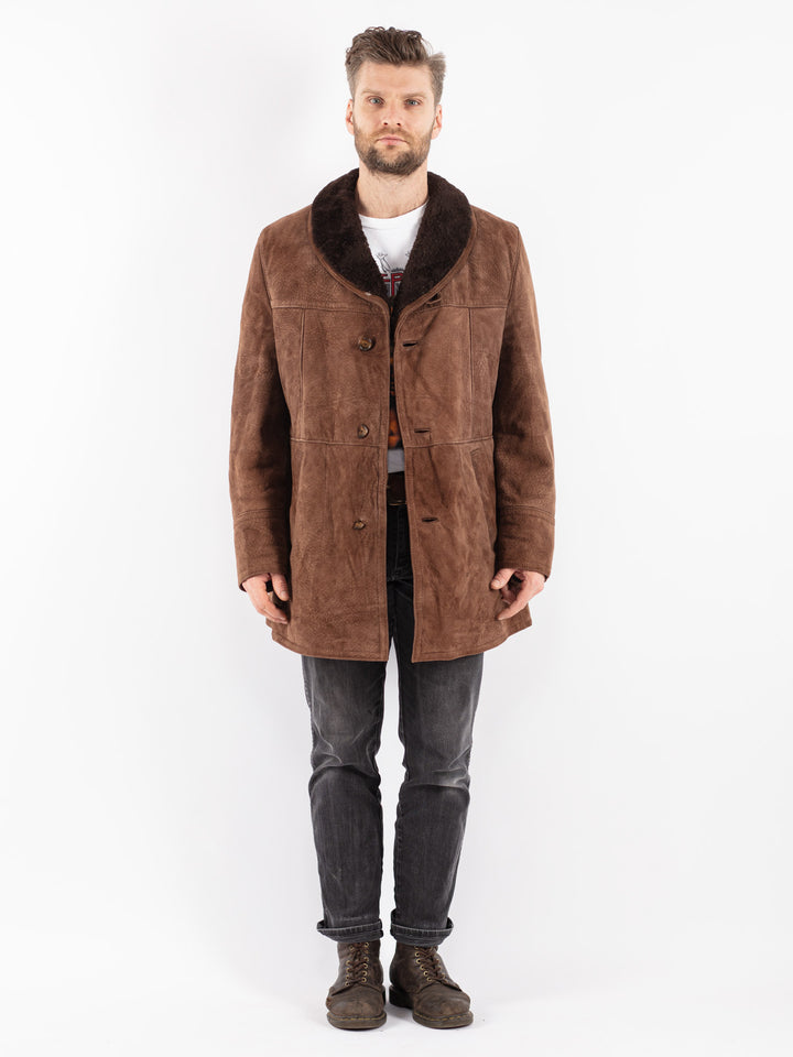 Vintage 70's Men Sheepskin Coat in Brown