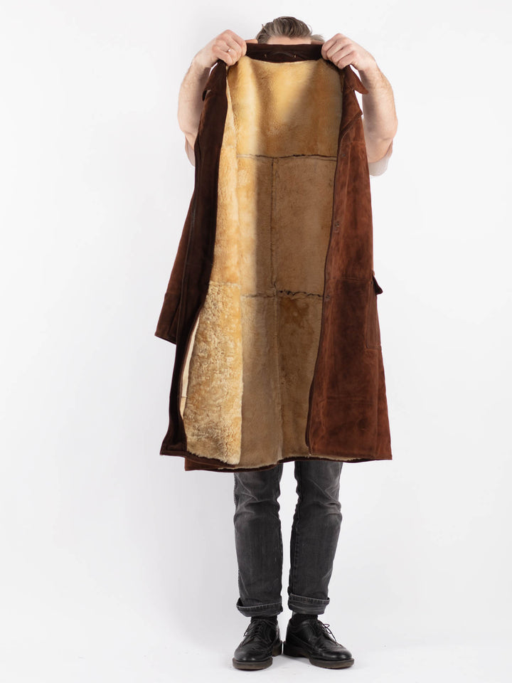Vintage 70's Men Sheepskin Coat in Brown