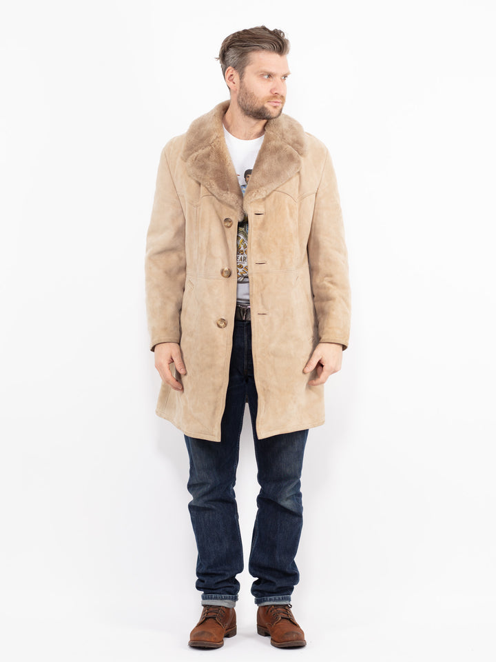 Vintage 70's Men Sheepskin Coat in BeigeZ2659