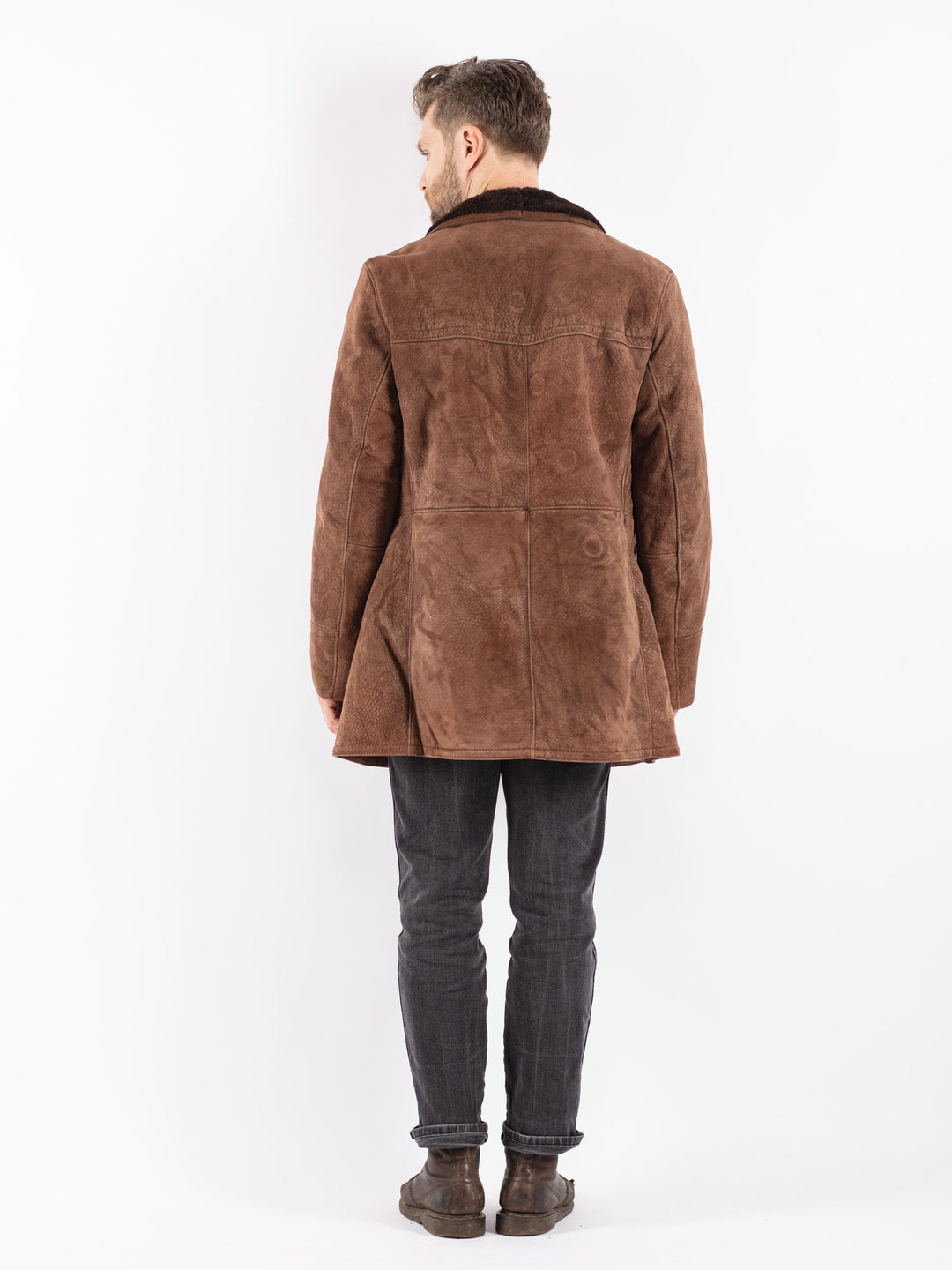 Vintage 70's Men Sheepskin Coat in Brown