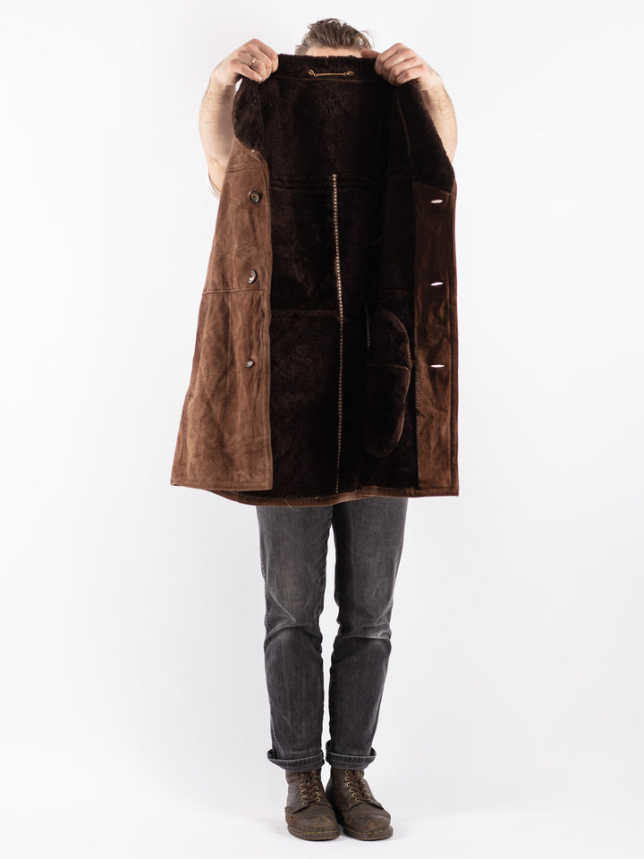 Vintage 70's Men Sheepskin Coat in Brown