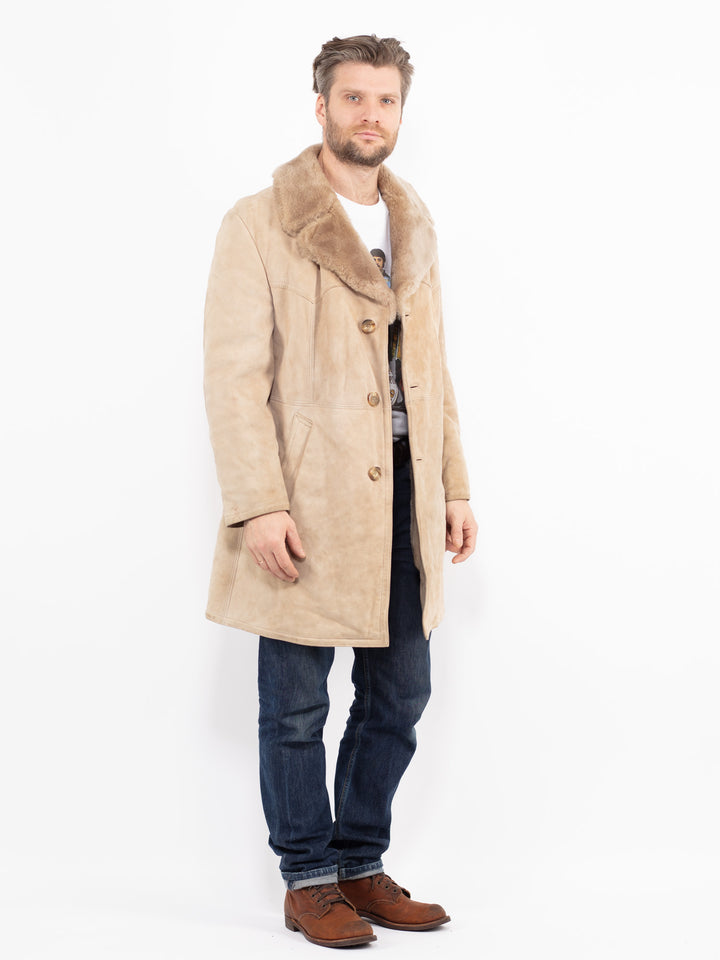 Vintage 70's Men Sheepskin Coat in BeigeZ2659