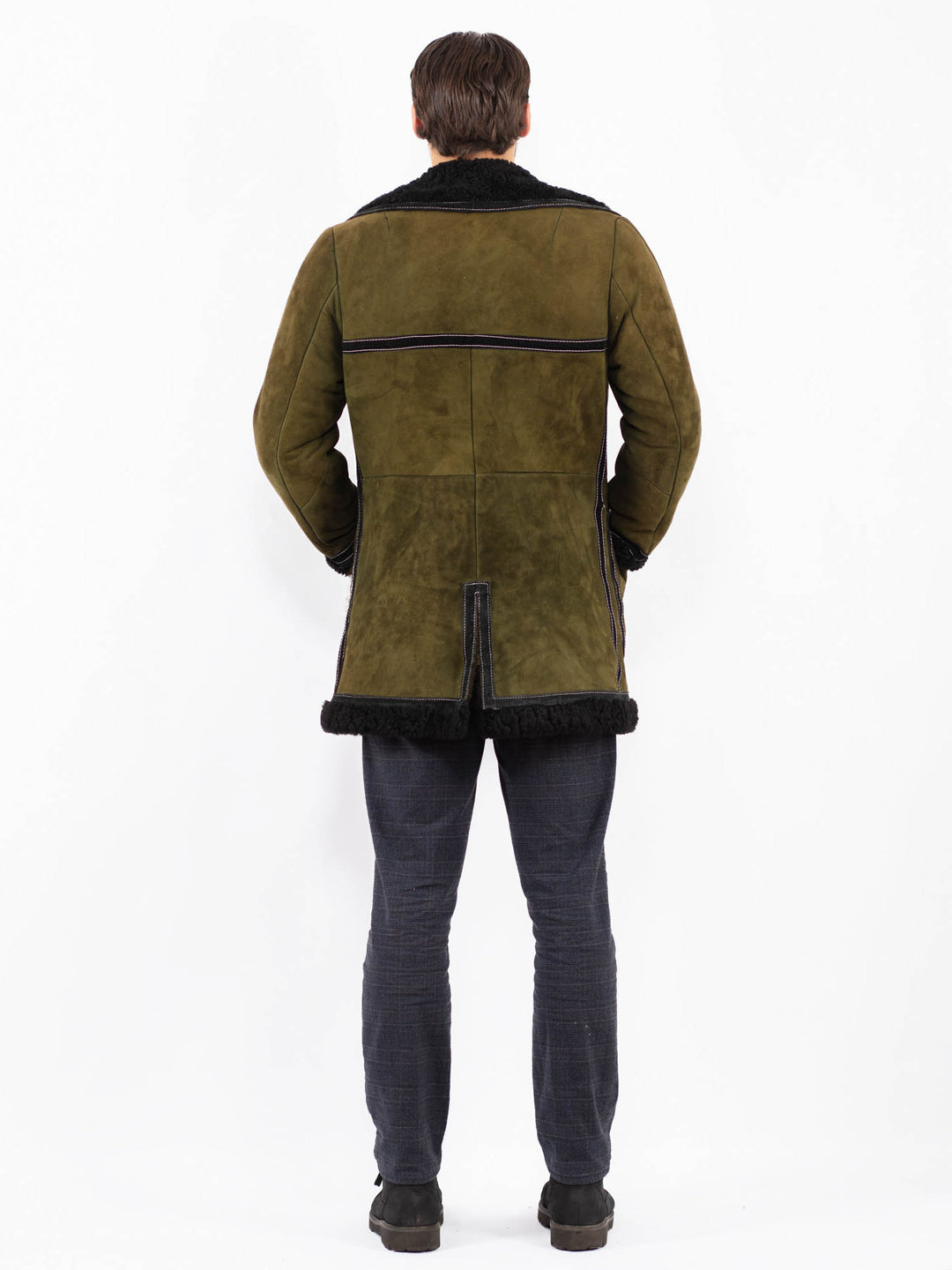 Vintage 70's Men Sheepskin Coat in GreenZ2369