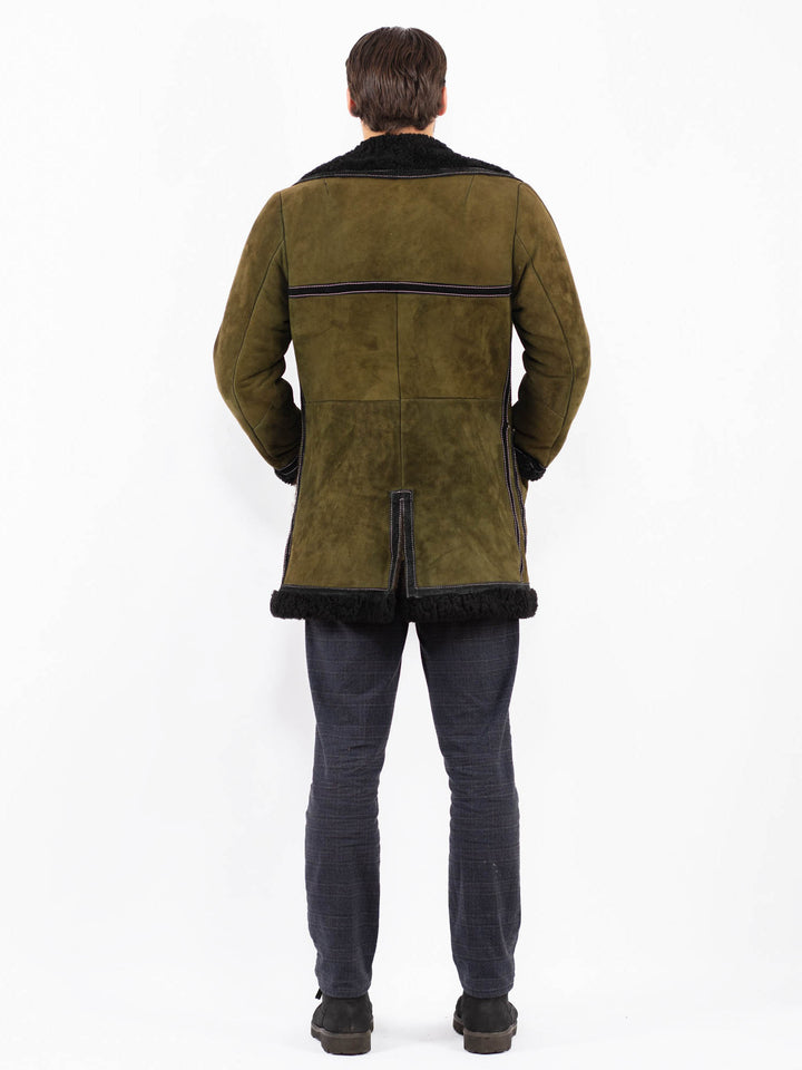 Vintage 70's Men Sheepskin Coat in GreenZ2369