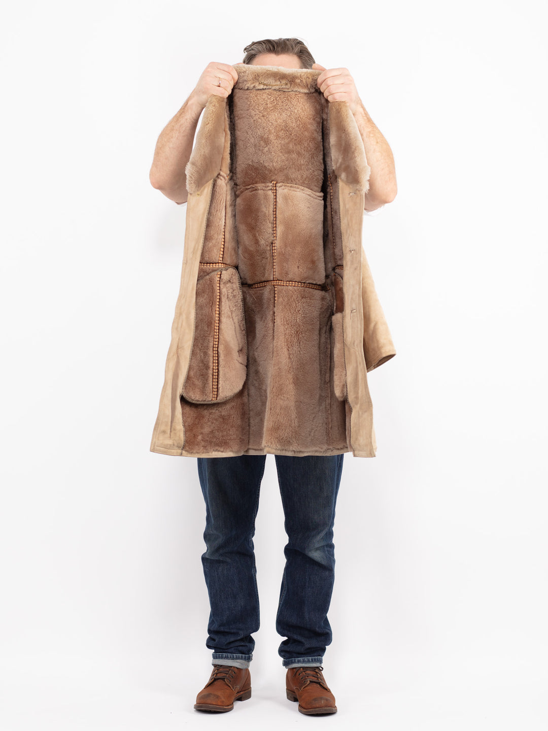 Vintage 70's Men Sheepskin Coat in BeigeZ2659