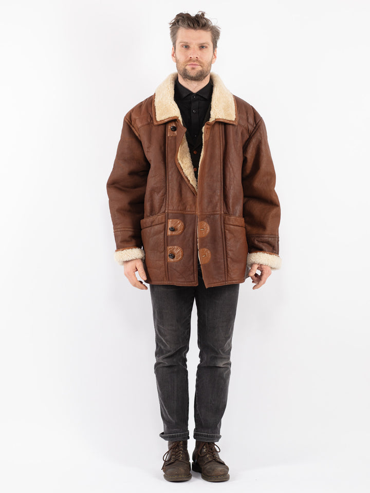 Vintage 70's Men Sheepskin Coat in Brown