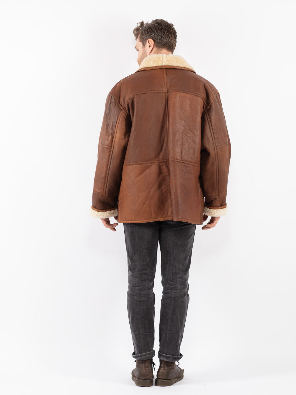 Vintage 70's Men Sheepskin Coat in Brown