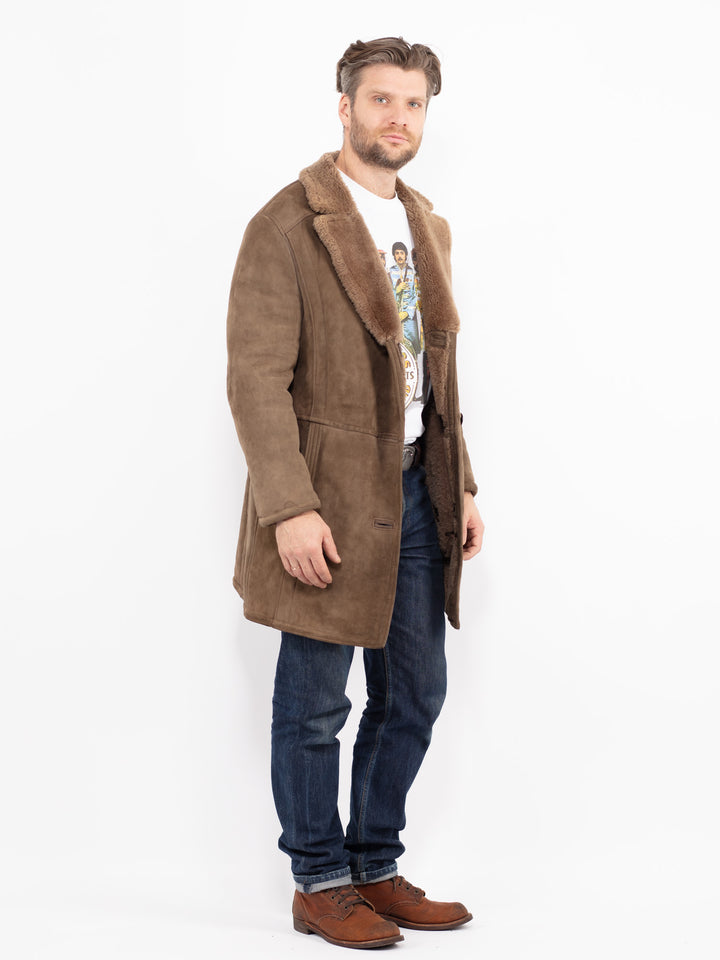 Vintage 70's Men Sheepskin Coat in BeigeZ2662