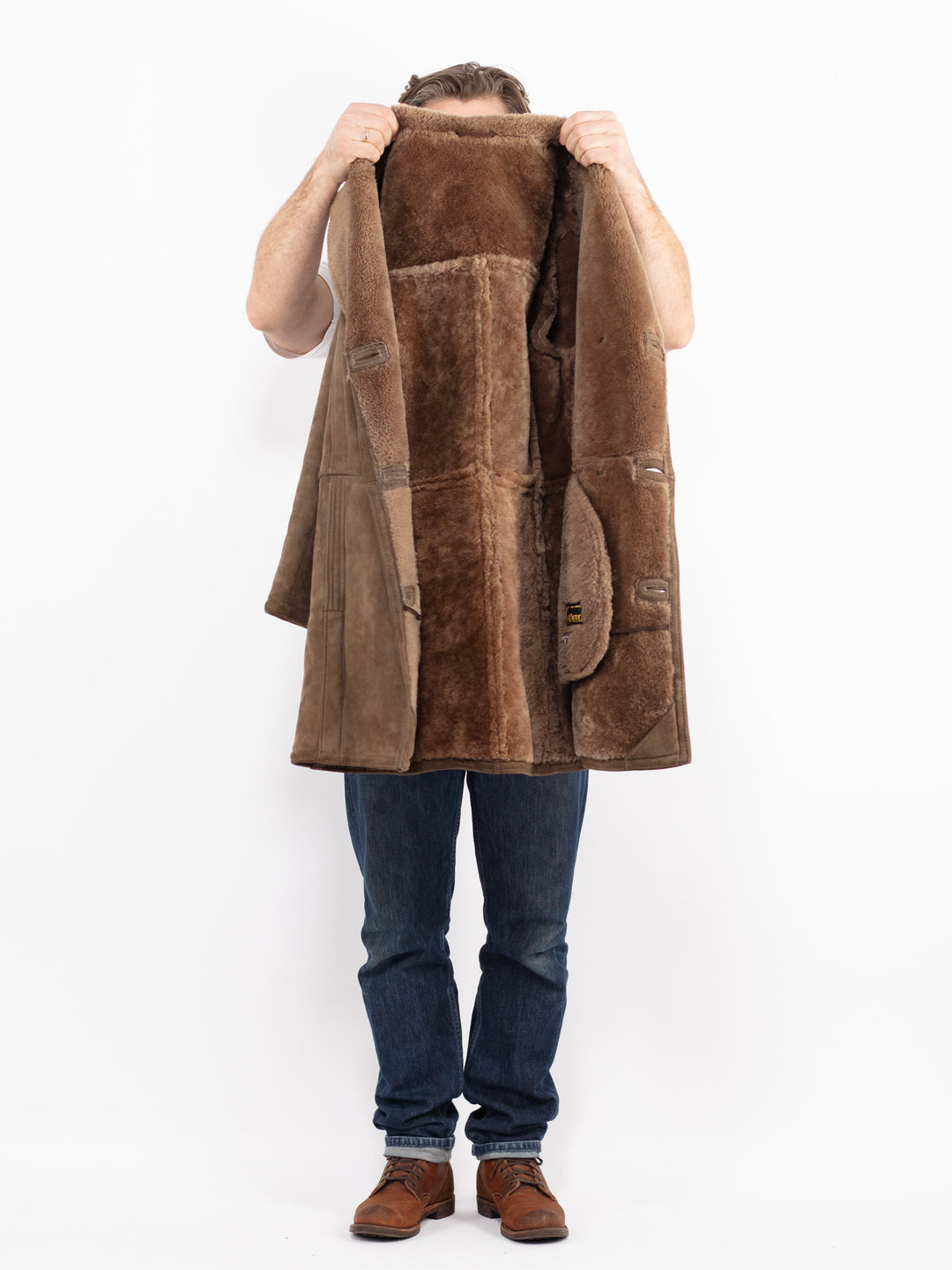 Vintage 70's Men Sheepskin Coat in BeigeZ2662