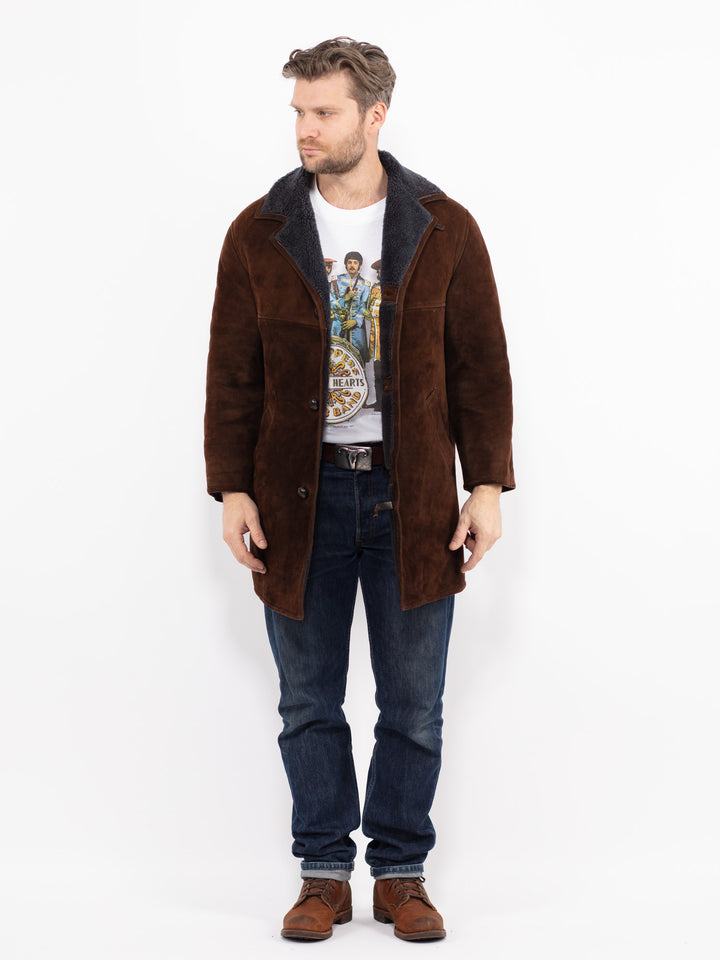 Vintage 70's Men Sheepskin Coat in BrownZ2663