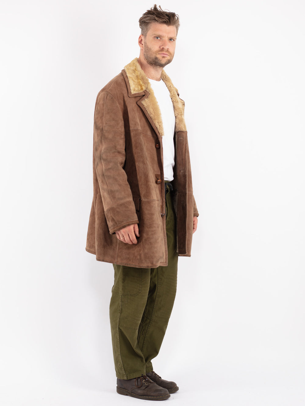 Vintage 70's Men Sheepskin Coat in Brown