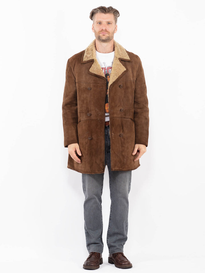 Vintage 70's Men Sheepskin Coat in BrownZ2056