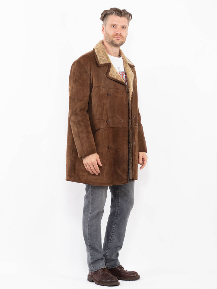 Vintage 70's Men Sheepskin Coat in BrownZ2056